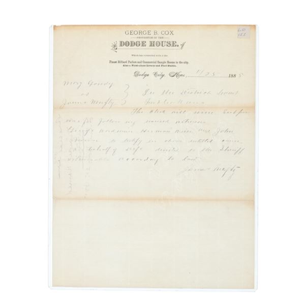 Dodge City, Kansas Court Summons c. 1885