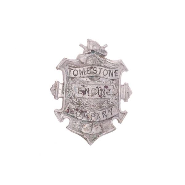 RARE Tombstone, A.T. Engine Co. 1 Fire Badge 1880s