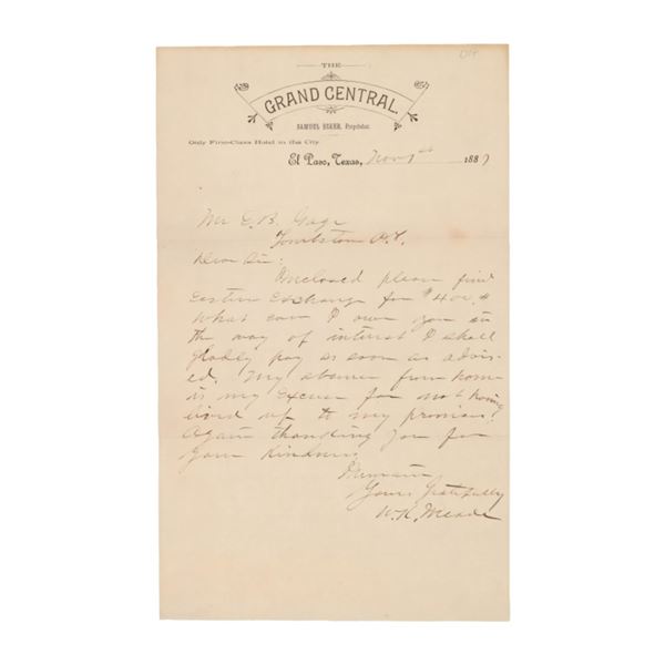 Ca. 1887 William Meade Signed ALS Eliphalet Gage
