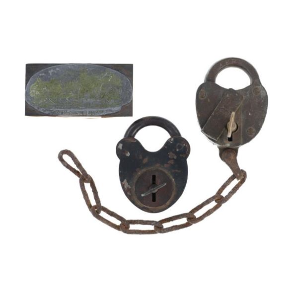 Stage Line Padlocks & RARE Stage Printer's Block