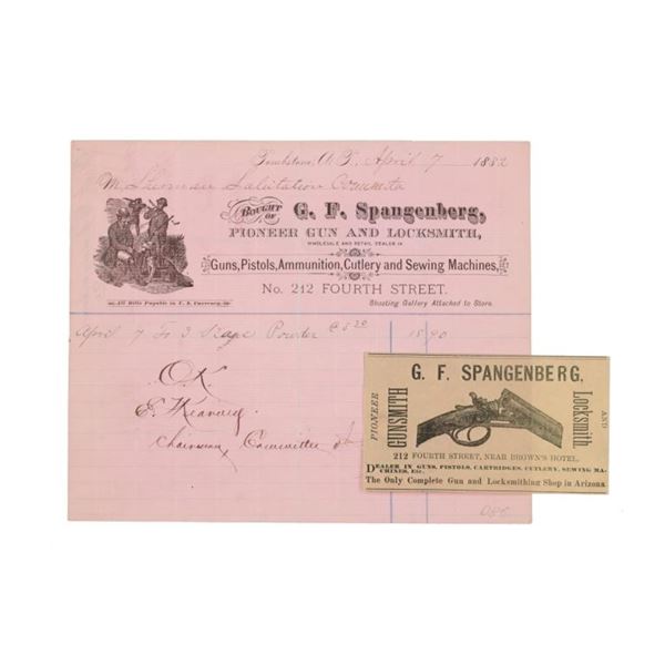 Tombstone, Arizona: Signed Receipt Spangenberg