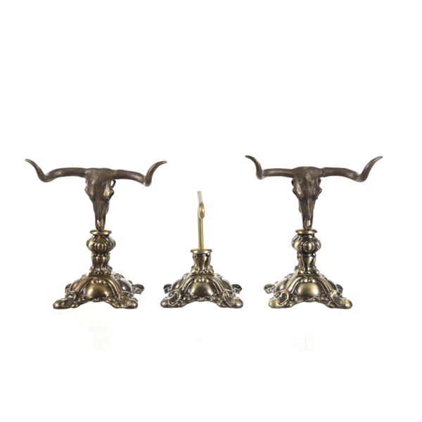 W. Kuhn Bronze Steer Skull & Brass Pistol Stands