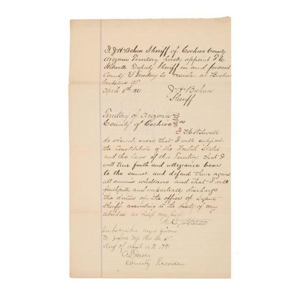 RARE Posse Comitatus Frank Stilwell c. 1881