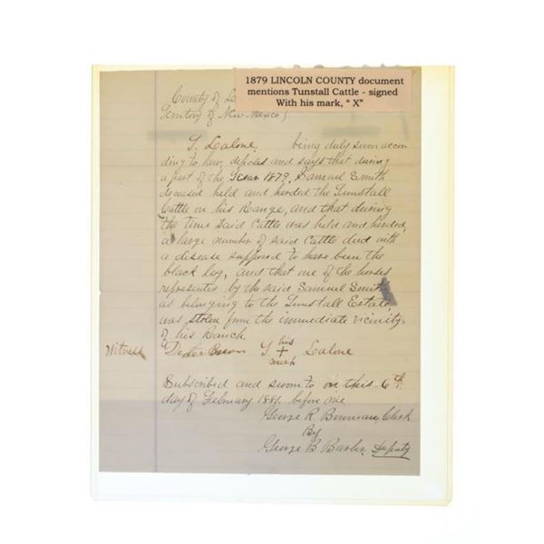 Lincoln County War Era Written Testimony c. 1881