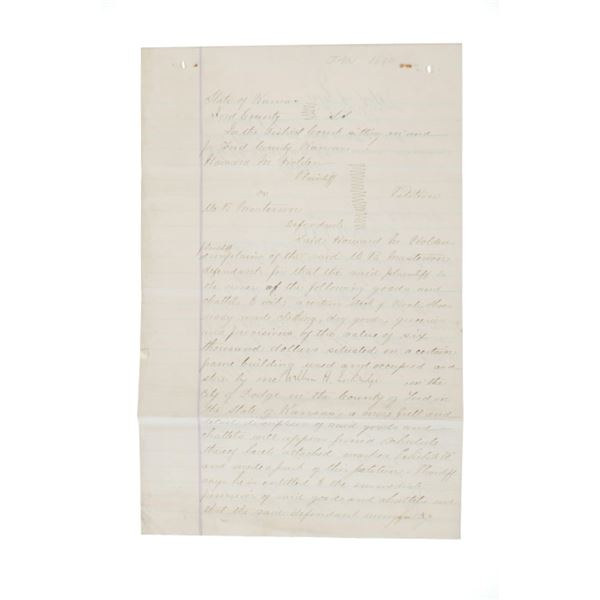 H. Holden vs. Bat Masterson Petition of Replevin