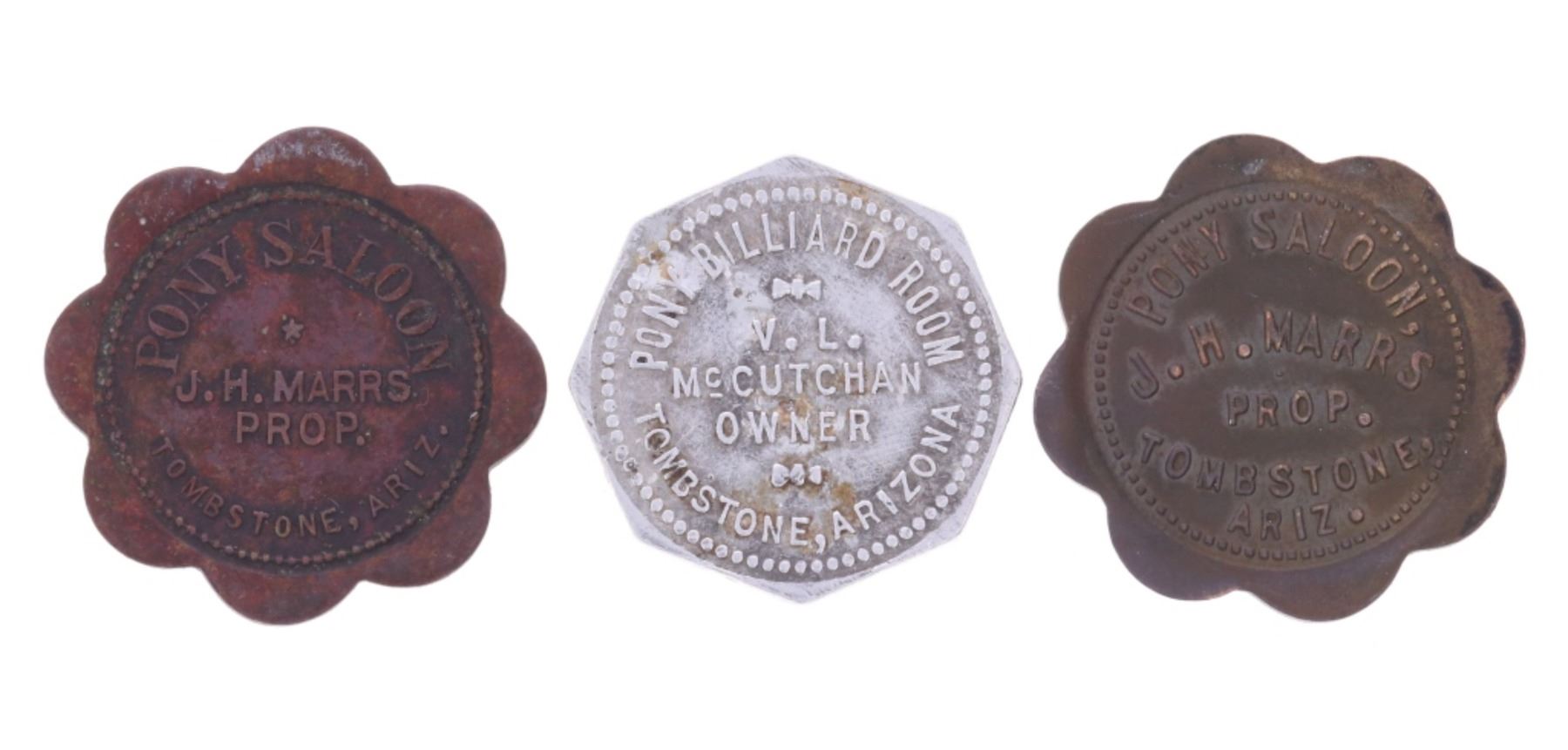 Tombstone Found Pony Saloon & Billiard Room Tokens