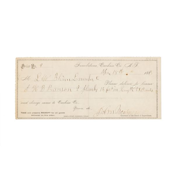 O.K. Corral Founder John Montgomery Signed Receipt