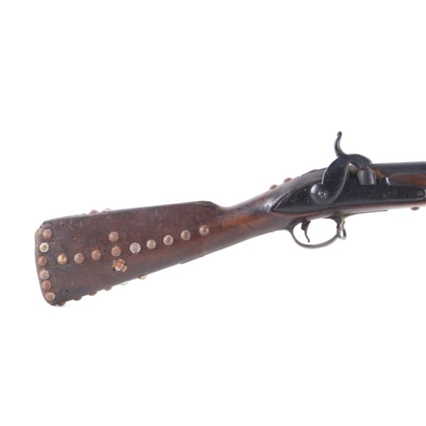 19th C. Southern Plains Tacked .80 Cal Musket