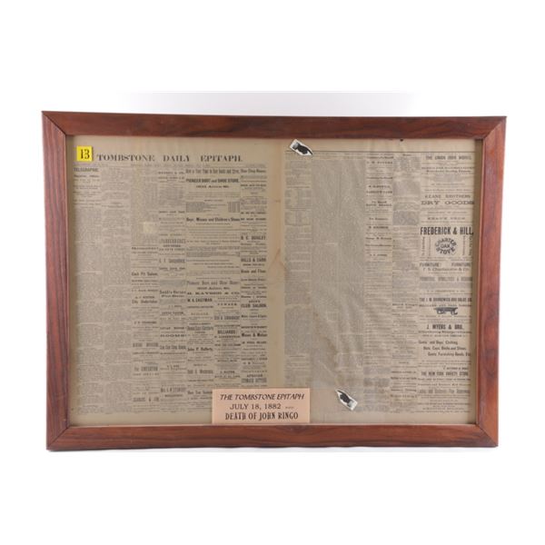 Tombstone Epitaph Newspaper Johnny Ringo's Death