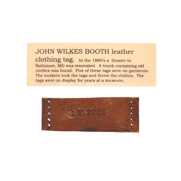 John Wilkes Booth (1838-1865) Leather Clothing Tag
