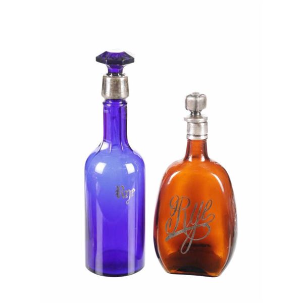 Ca. 1880-1890 Tombstone Silvered Rye Bottles (2)