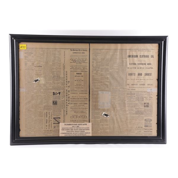 Tombstone Epitaph Newspaper July 7, 1882