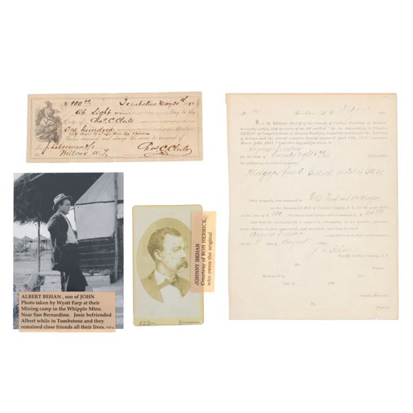 Sheriff John H. Behan Tombstone, A.T. Signed Docs