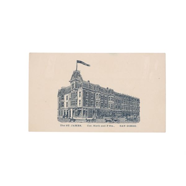 Rare Wyatt Earp St. James Hotel Business Card
