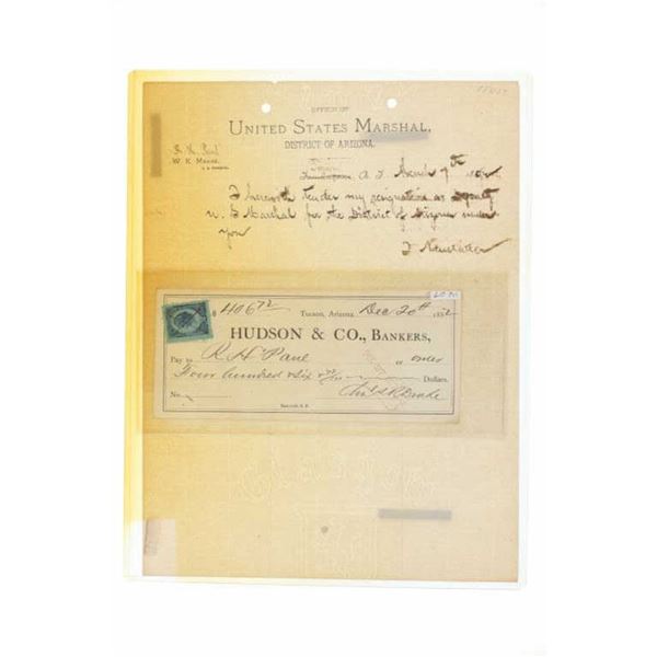 Robert H. Paul Pima County Marshall Letter & Check