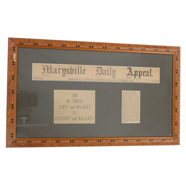 Rare Marysville Appeal O. K. Corral Trial Nov 1881