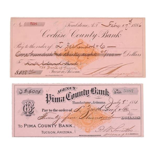 L. Beckendorf & Co. Signed Pima County Bank Notes