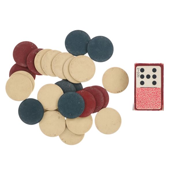 S. L. Hart Clay Poker Chips and Domino Cards