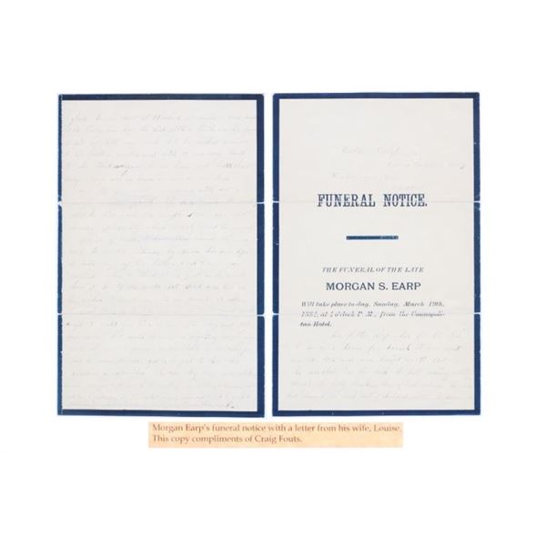 Morgan Earp's Funeral Notice March 19, 1882