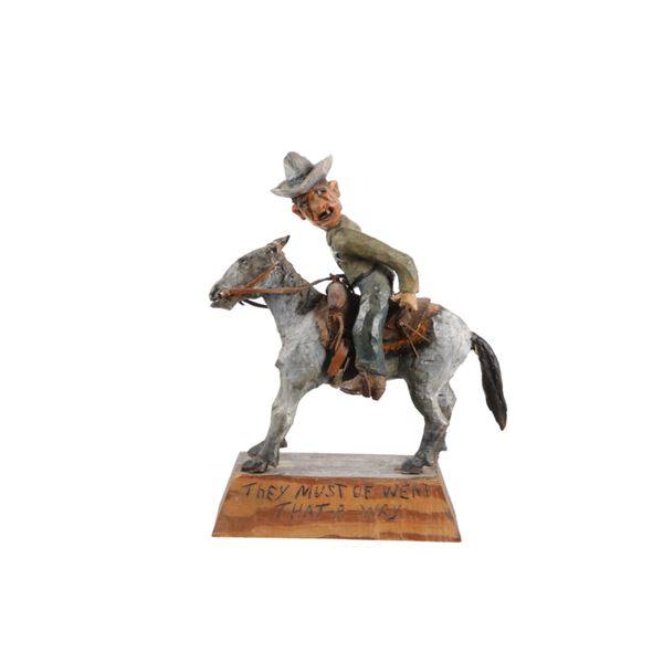 Ca. 1890-1910 Carved Cowboy Folk Art Sculpture