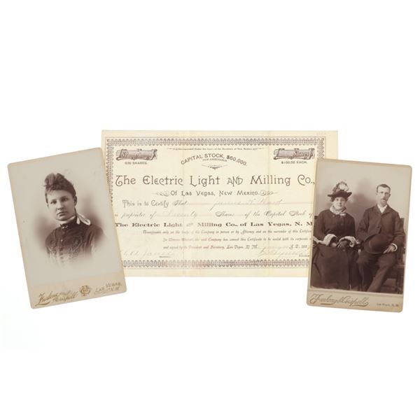 Las Vegas, N.M Capital Stock Cert. & Cabinet Cards