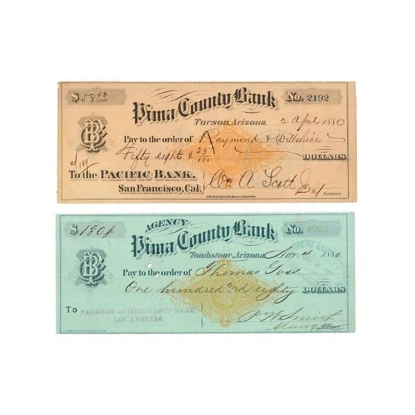 Ca. 1880 Pima County Bank Notes Arizona Territory