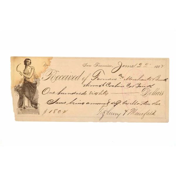 Farmers & Merchants Bank Payment Receipt c. 1882