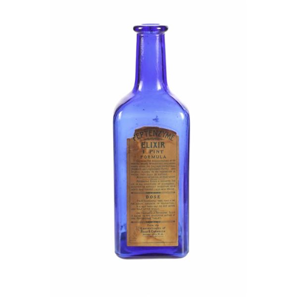Peptenzyme Elixir Cobalt Blue Bottle Tombstone, AT