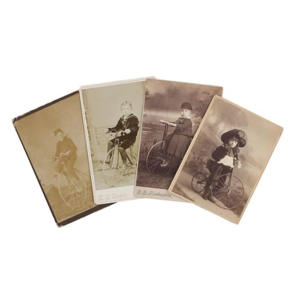 Children's Velocipede Cabinet Card Photos 1880s(4)