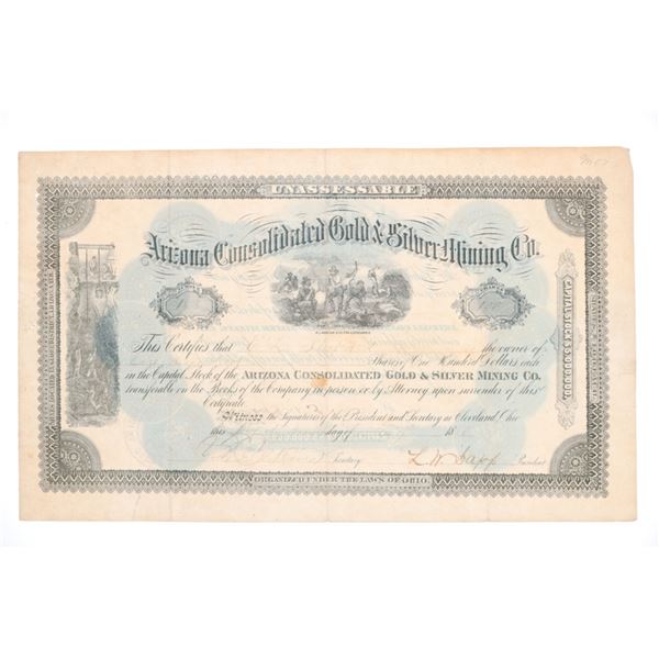 AZ Con'd Gold & Silver Mining Co Stock Certificate