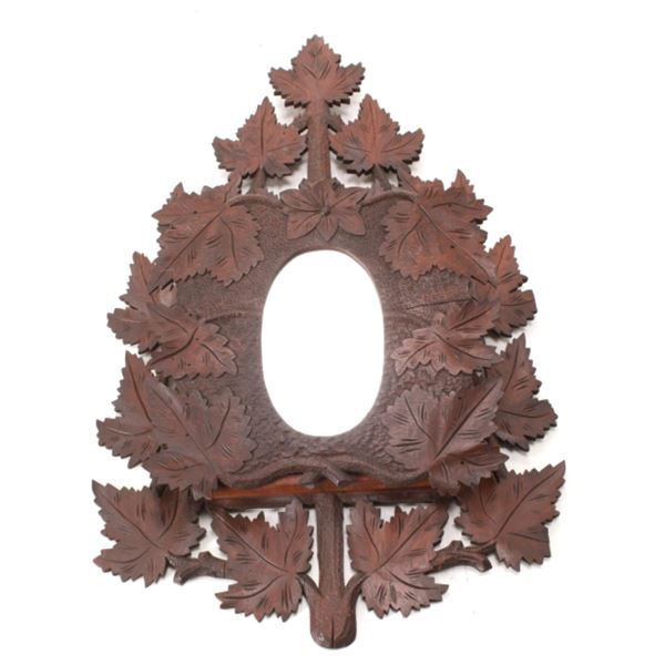 19th German Black Forest Walnut Mirror Mail Slot