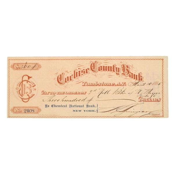 Ca. 1885 Tombstone, Cochise County Bank Note