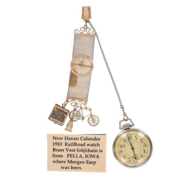 New Haven Calendar Pocket Watch & J.O.E. Co. Fob