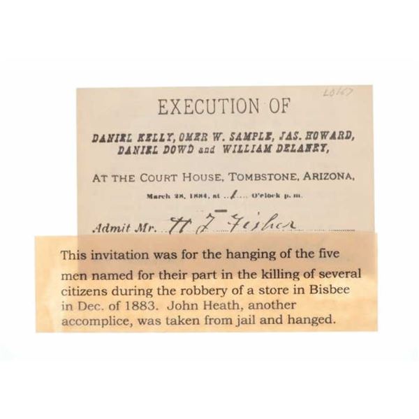 1884 Tombstone Execution Hanging Invitation