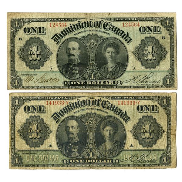 Canada. Dominion of Canda, 1911, Issued Banknote Pair.