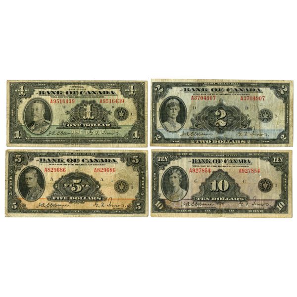 Canada. Bank of Canada, 1935, Issued Banknote Quartet.