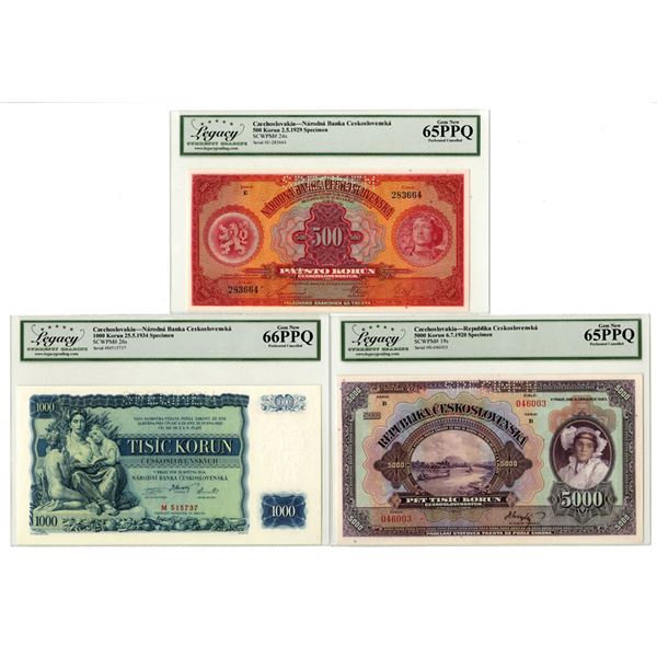 Czechoslovakia. Republic of Czechoslovakia and National Bank of Czechoslovakia, 1920 to 1934, Specim