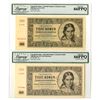 Image 1 : Czechoslovakia. National Bank of Czechoslovakia, 1945, Issued and Specimen Banknote Pair.