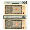 Image 2 : Czechoslovakia. National Bank of Czechoslovakia, 1945, Issued and Specimen Banknote Pair.
