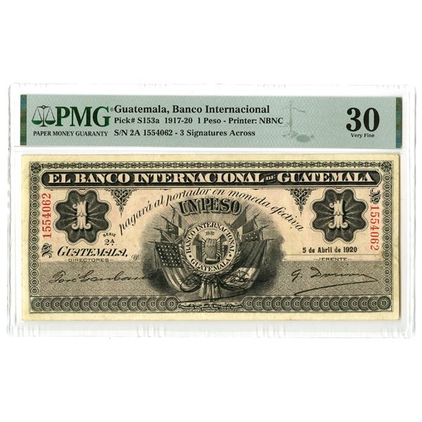 Guatemala. Banco International de Guatemala, 1920, Issued Banknote.