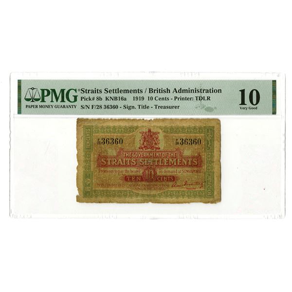 Straits Settlement. Government of the Straits Settlements, 1919, Issued Banknote