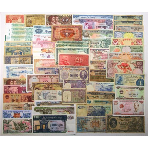 Asian and Worldwide Banknote Assortment, Unsearched, ca.1930s to 1980s