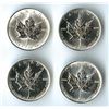 Image 1 : Canada. Silver Uncirculated 1 Ounce Maple Leaf's, 1992; 1993; 1995; and, 1996 Quartet.