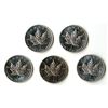 Image 1 : Canada. Silver Uncirculated 1 Ounce Maple Leaf's, All are 2009 dated, Group of 5.