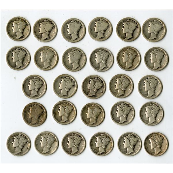 U.S. Mercury Dime Collection, 1916 to 1939.