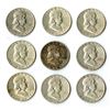 Image 1 : Franklin Silver Half Dollars, 1954 to 1963, Group of 9 Coins.
