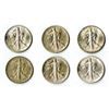 Image 1 : Walking Liberty Half Dollars, 1943 to 1946, Group of 6 Coins.