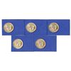 Image 2 : U.S. American Silver Eagle, 1997, Group of 5, 1 Ounce Coins of .999 Silver.
