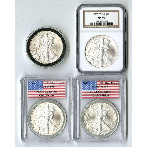 U.S. American Silver Eagle, 2003 (2); 2006; & 2009 , Uncirculated 1 Ounce Silver Eagle Quartet.