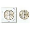 Image 1 : U.S., $1 Silver Eagle, 2009 and 2016, 1 Ounce .999 Silver Uncirculated Silver Coins.